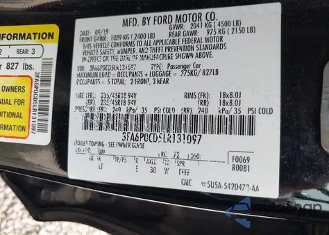 2020 Ford Fusion Sel from USA, damaged, VIN 3FA6P0CD5LR131097